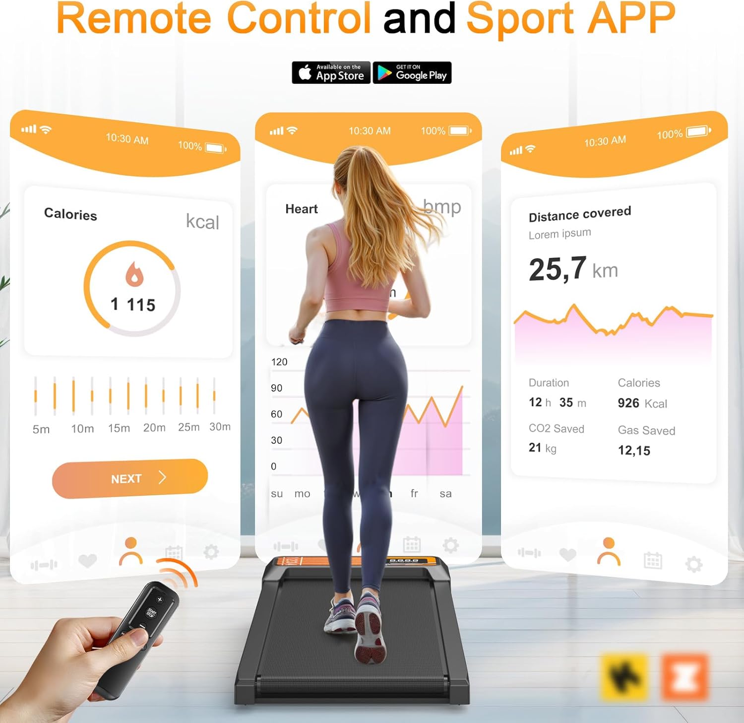 walking treadmill pad with 0-5% incline, 2.5hp compact under desk treadmill for home office, quiet small walking mat with app sync, remote control, led display yellow runway
