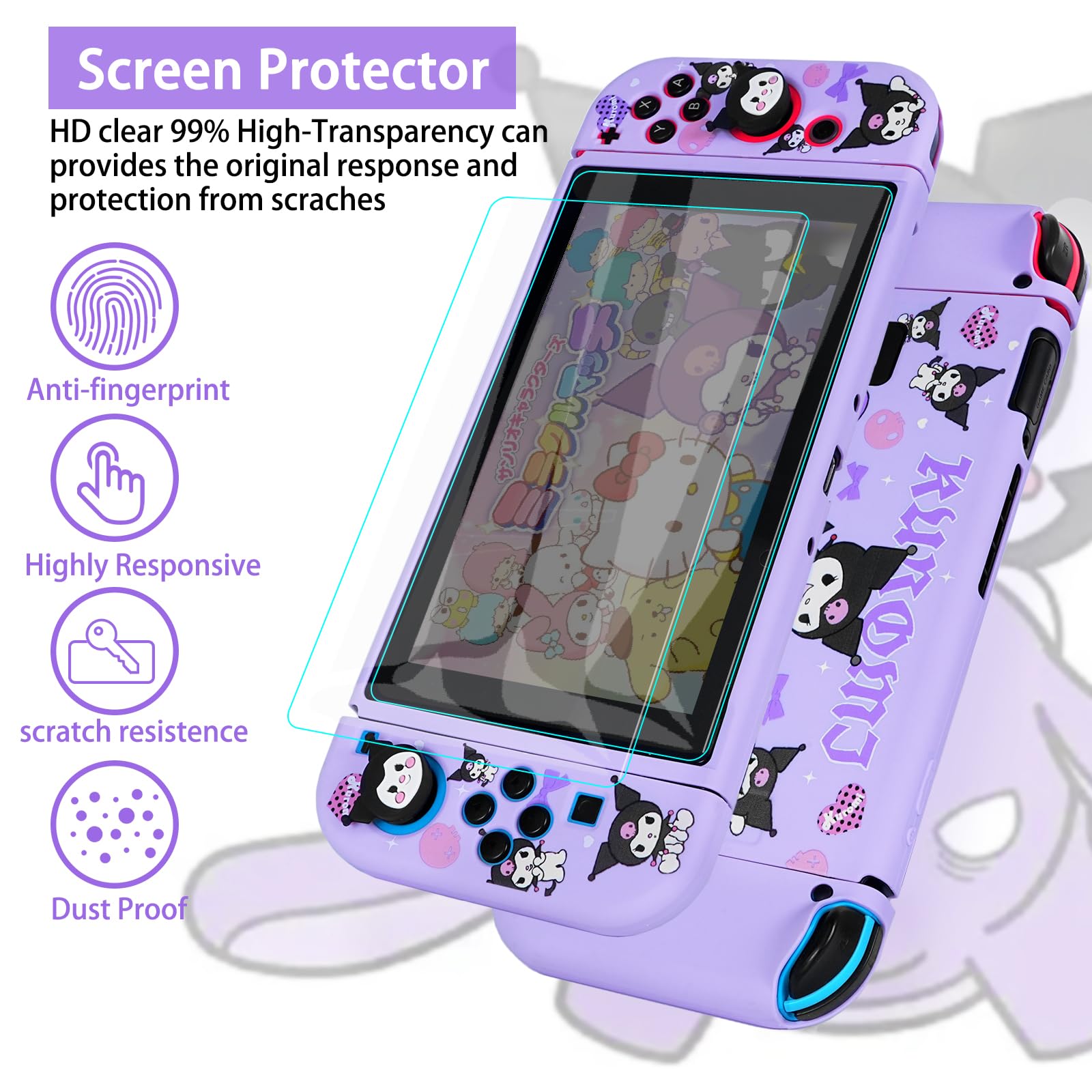TIKOdirect Funda de transporte para Nintendo Switch, bonita bolsa de viaje portátil en diseño actualizado de 7 en 1, Púrpura K, Switch