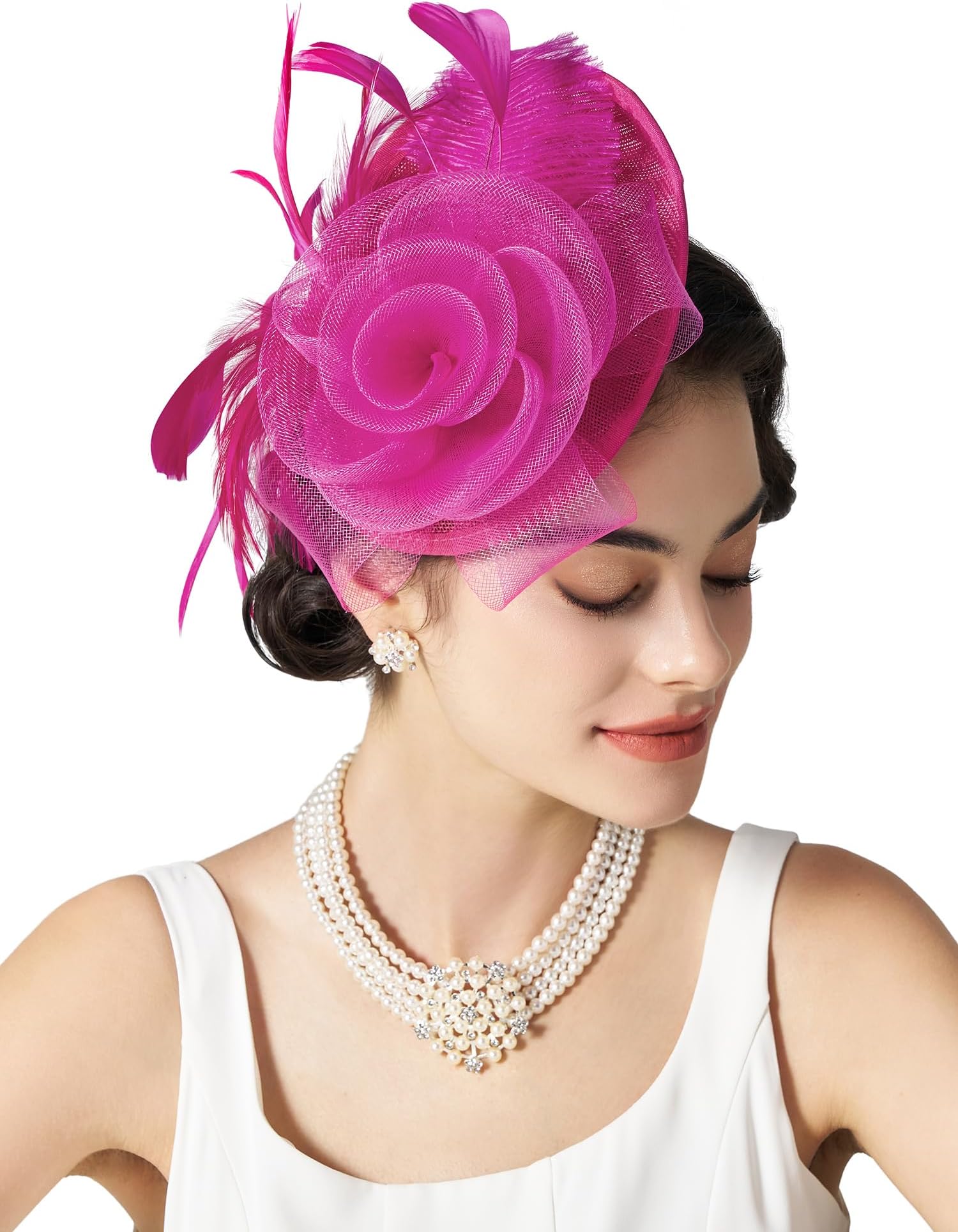 Flower Sinamay Tea Party Fascinators for Women, Kentucky Derby Hats for Church, Cocktail, Wedding, Fancy Dress Party