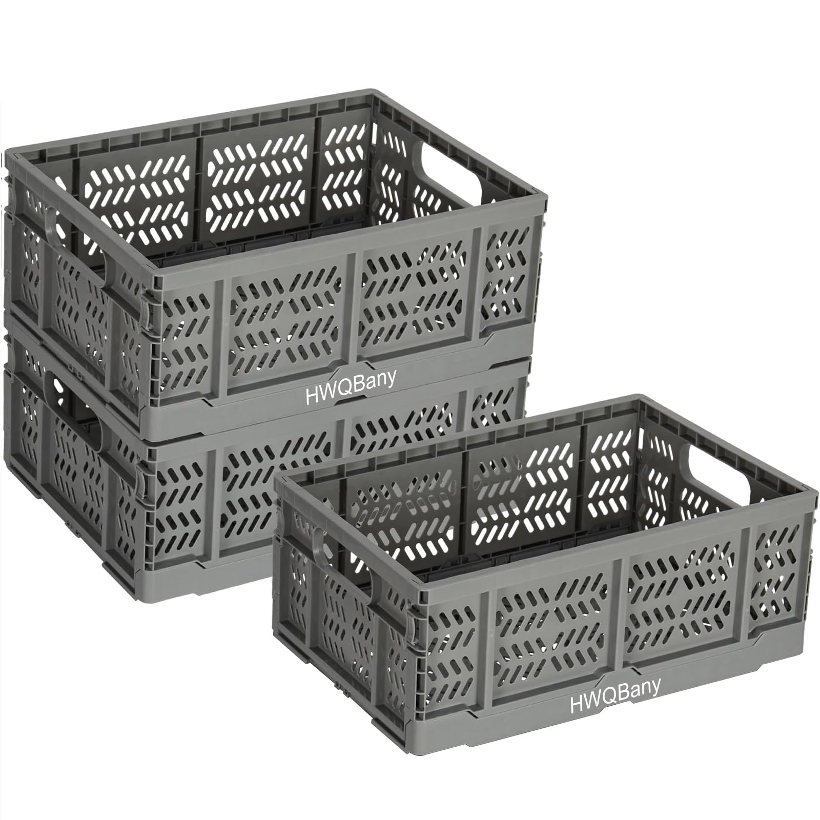HWQBany Milk Crate, 20L Collapsible Crate, Crates for Storage, Plastic Stackable Storage Baskets for Organizing, Storage Crate for Home Kitchen