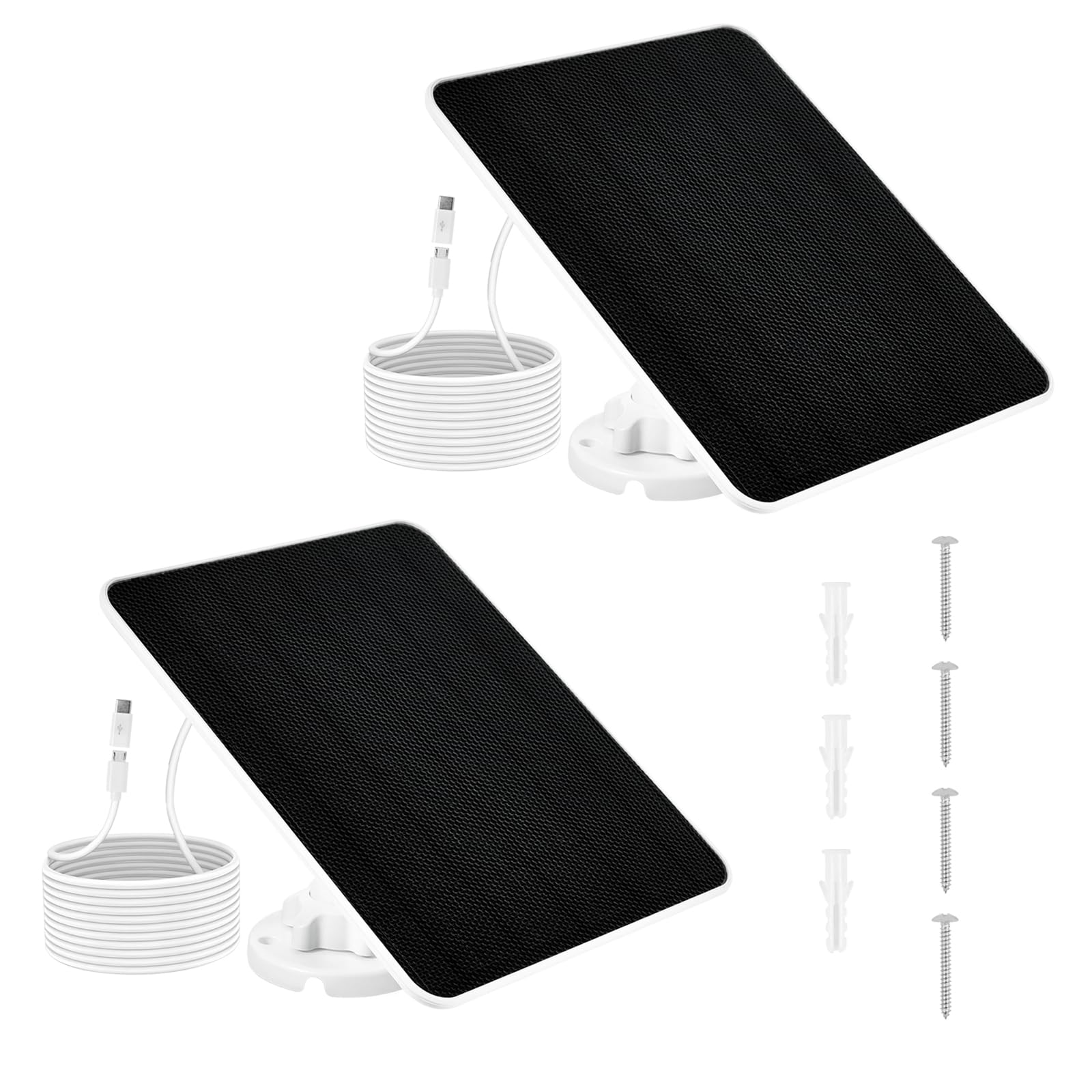 Pannello solare da 6 W per telecamera di sicurezza esterna, caricatore USB/Type-C da 5 V con cavo da 3 m, impermeabile IP65, staffa regolabile a 360°, compatibile con fotocamera a batteria