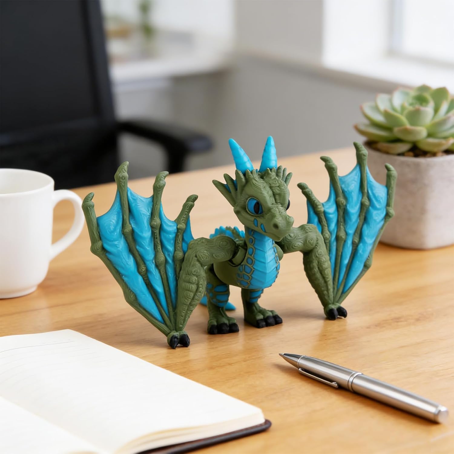 cobinaan 3D Printed Dragon with Wings, 7.3" Realistic 3D Printed Animal Dragon, Flexible Articulated Fidget Toys for Collectors, Desktop Pet Birthday Party Decorations Easter Basket Essentials