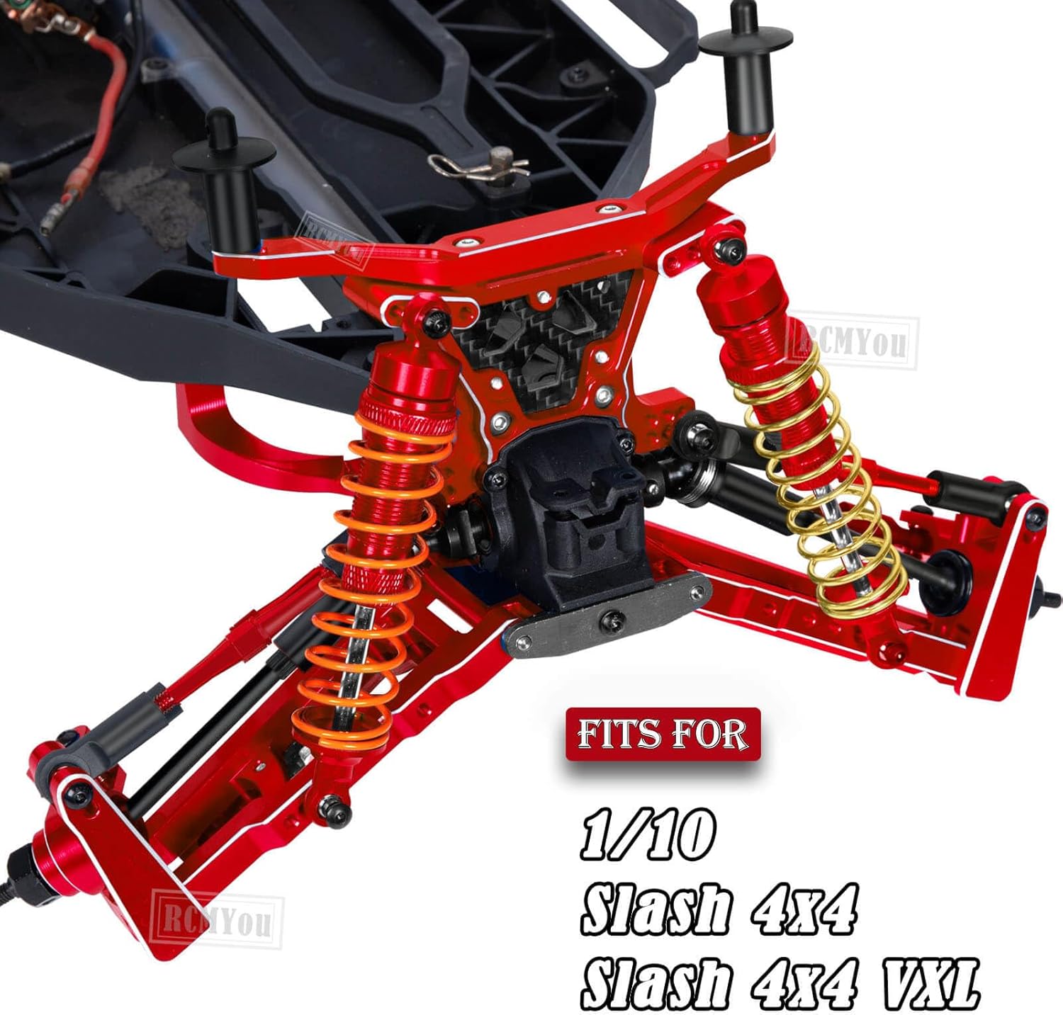 Upgrades Part for 1/10 Slash 4x4/Slash 4x4 VXL,Alloy RC Shock Absorber,Caster Block,Steering Blocks,Rear Stub Axle Carriers,Body Mounts,Suspension Arm,Red