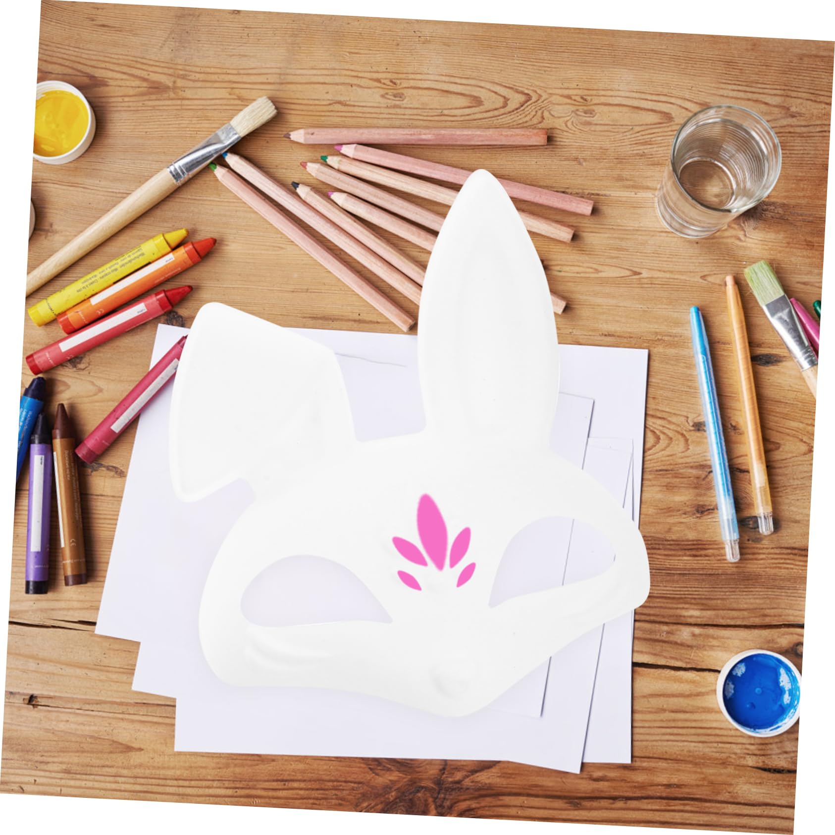 YARNOW 16 Maschere Bianche da Dipingere per Halloween Maschere Vuote Diy Volpe e Coniglio PVC Non Dipinte per e Cosplay