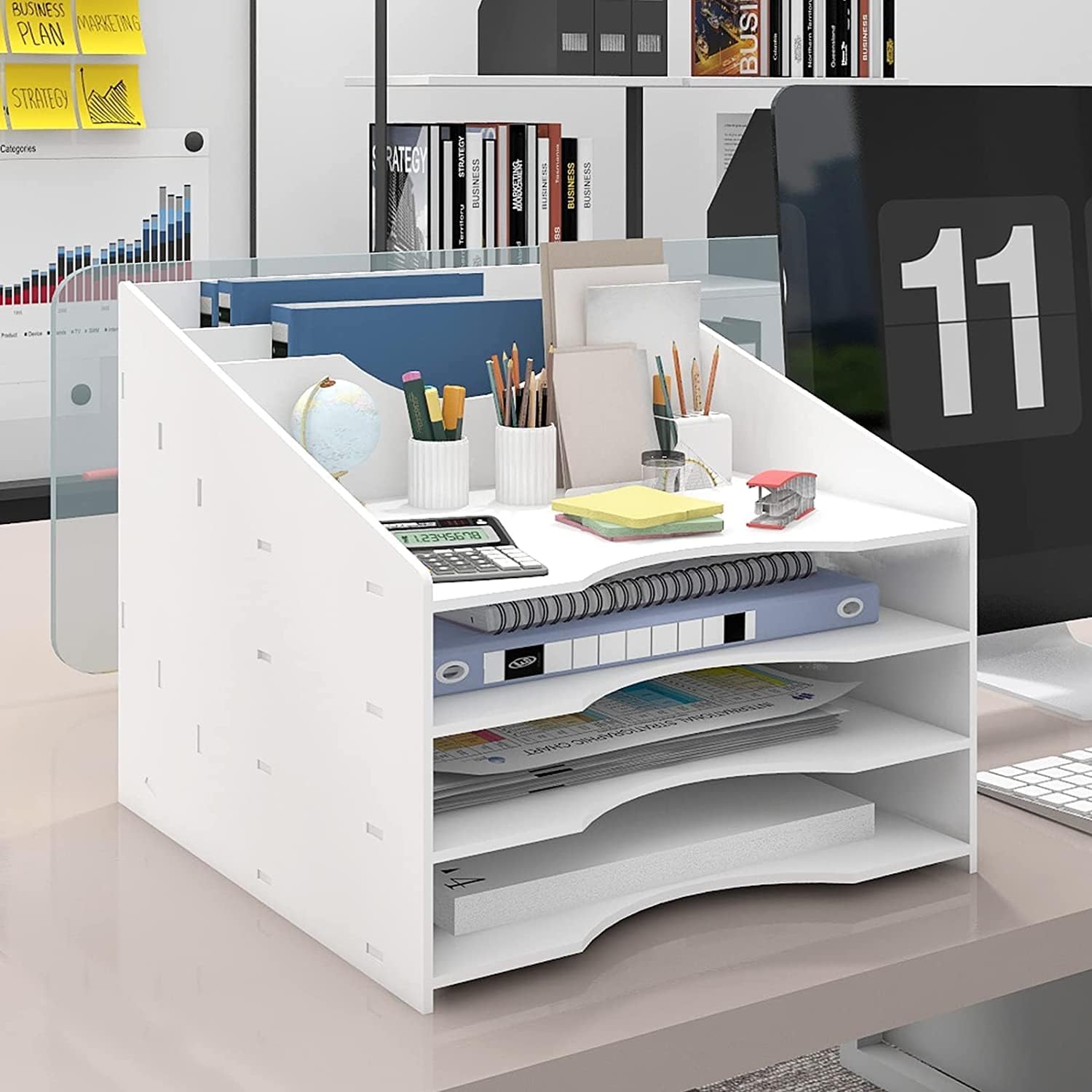 Exerz Organizzatore Da Scrivania In Rete Forniture Per Ufficio 3 Vassoi - Foto 7
