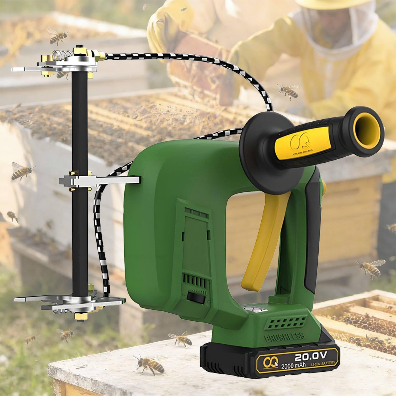 XUXIAO Electric Beehive Shaker Beekeeping Tools, Bee Shaking Machine, with 2000mAh Battery, Adjustable 600-2000 BPM, for Home Bee Farms and Hive Management Battery*2