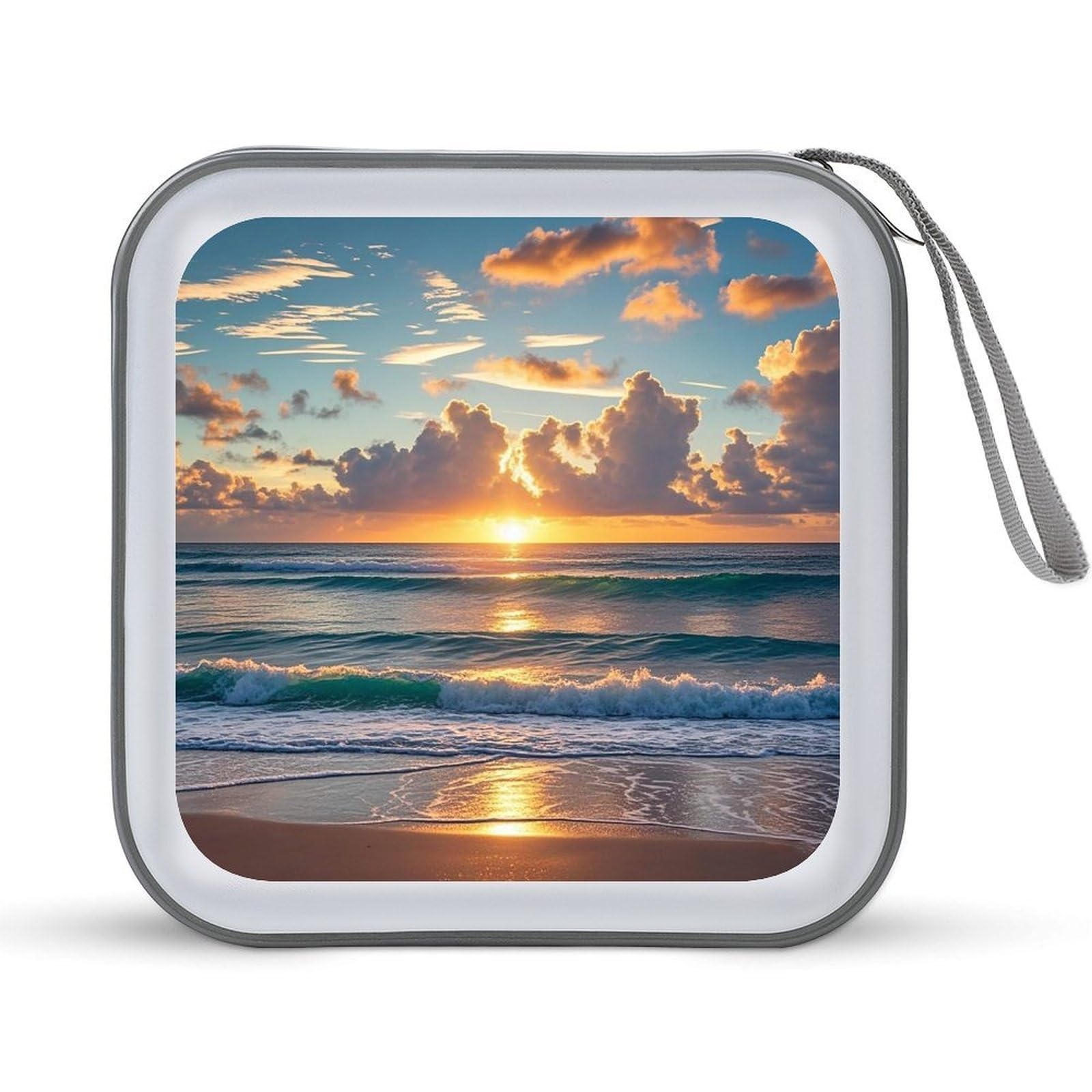 LZQPOEAS Beach Maui Hawaii Sunset CD Case DVD Case Holder Wallet 40 Capacity Hard Plastic CD/DVD Portable Storage Binder Zipper DVD Disc Cases CD Storage Organizer Holder for Car Home Office