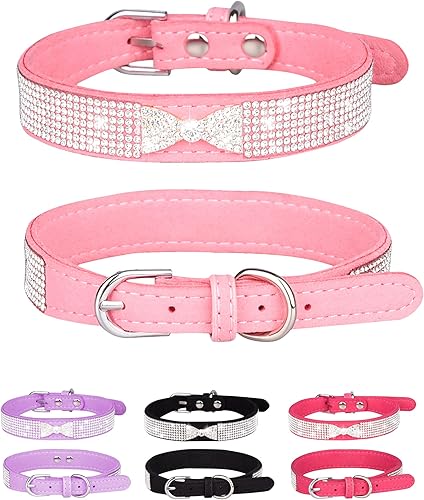 Collar de Perro Brillante para Perros Pequeños, Medianos y Grandes, Collar de Perro con Corona de Rinstones para Niña y Niño, Collares de Perro de