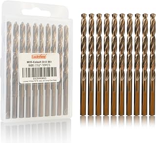 Luckyway 7/32" Cobalt Drill Bit (10 Pcs), Jobber Length Twist Drill Bit Set for Hard Metal, Stainless Steel, Cast Iron, Wood and Plastic, with Storage Case