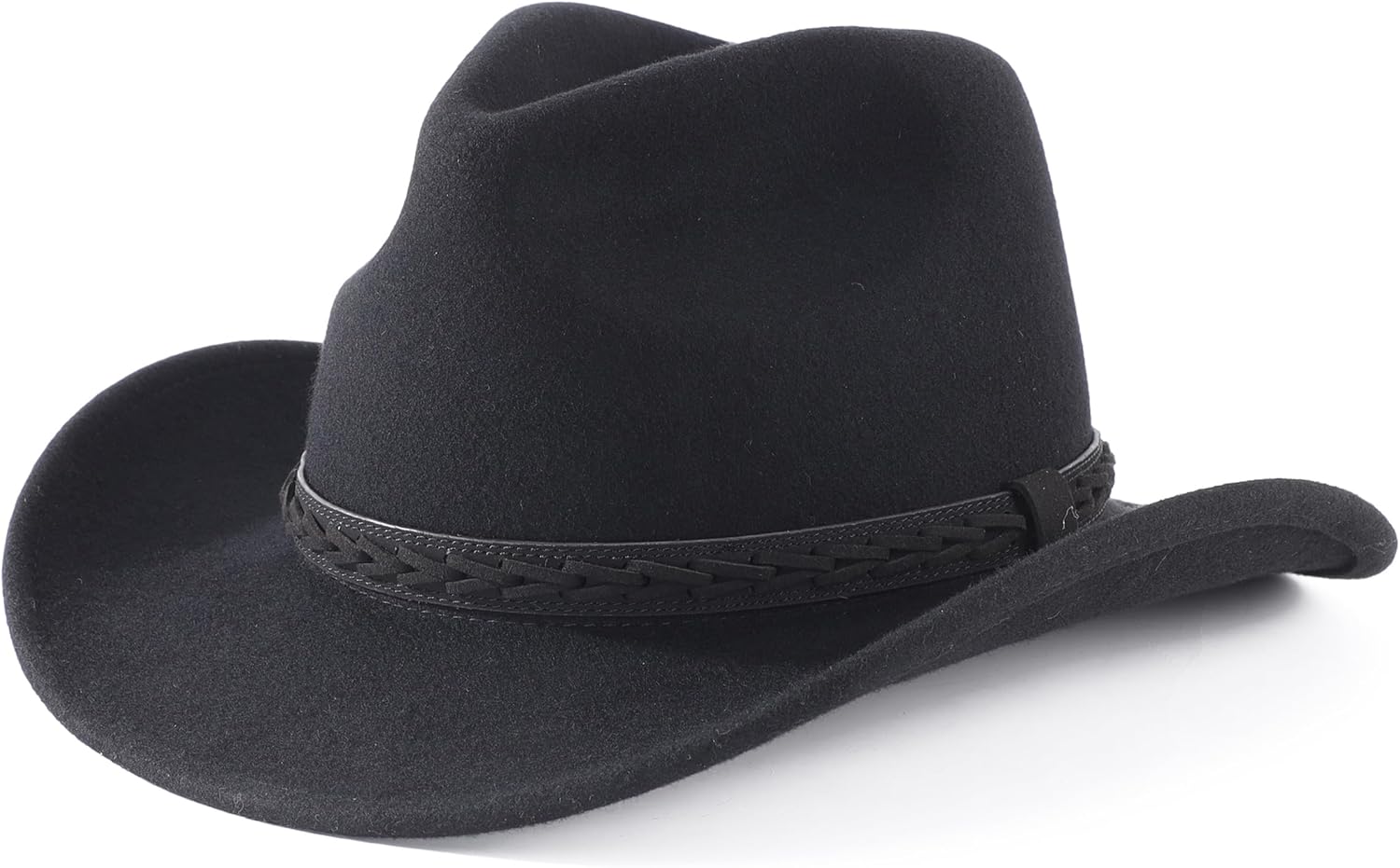 Home Prefer Classic Wool Fedora Hat with Leather Band Roll Up Wide Brim Western Cowboy Hat for Men Women - Image 8