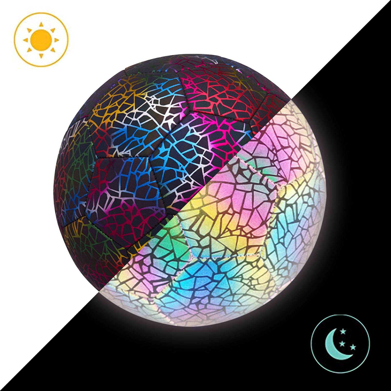 Ballon De Football Lumineux – Taille 4/5, PU, Réfléchissant, Phosphorescent, Pour Enfants Et Adultes