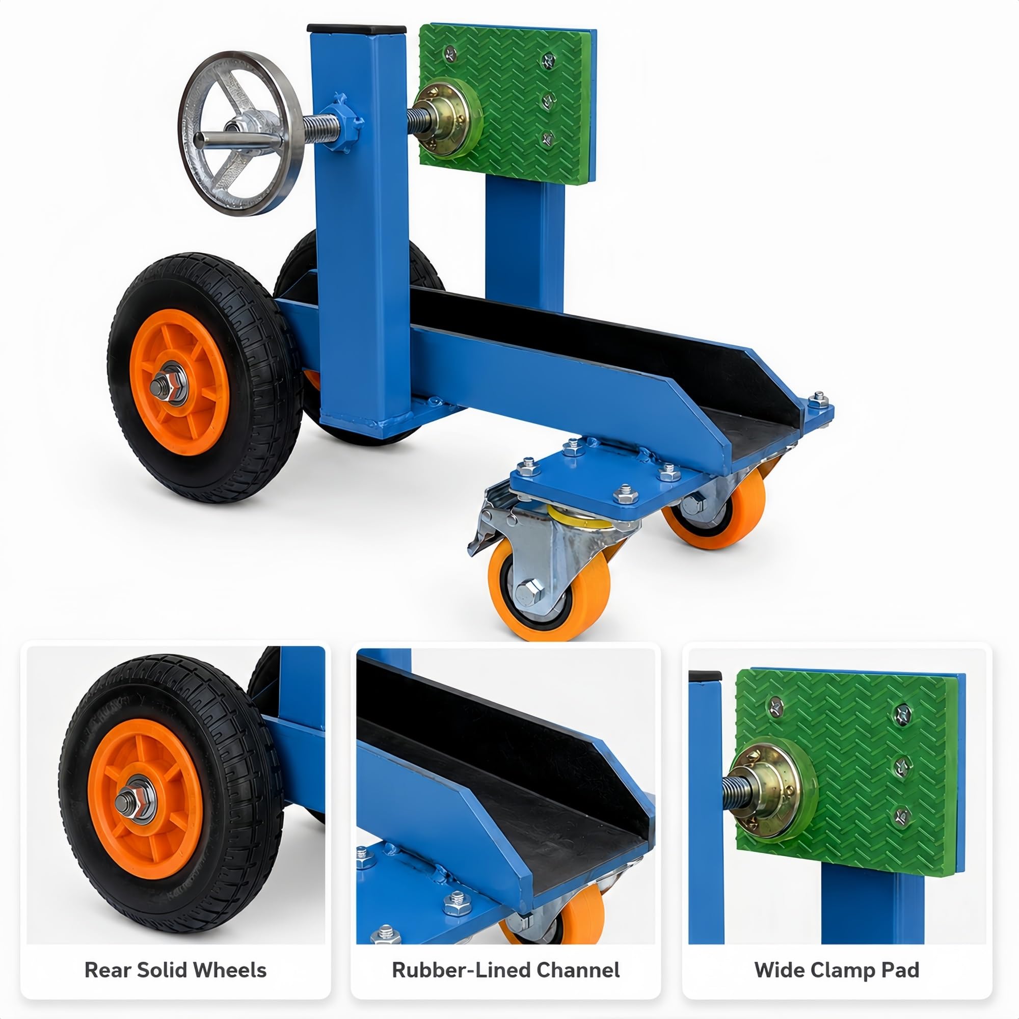 Vier-Rad Plattenwagen for Glas, Steinplatten und Türen | Klemmung mit Handrad und Gummiauflage for Plattentransport in der Werkstatt(Blue)