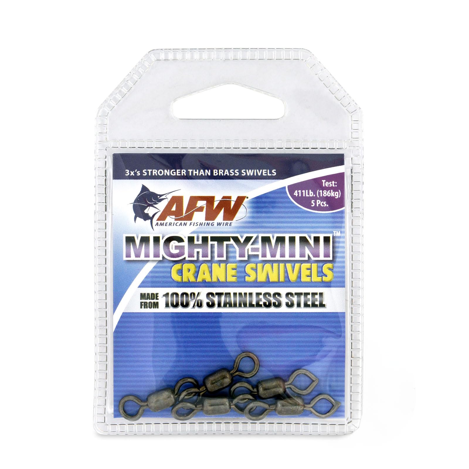 American Fishing Wire Mighty Mini Snap Crane Swivels - 100% Stainless Steel, 3X Stronger Than Brass, Up to 600lb Test - Essential Fishing Gear for Every Tackle Box - Ideal for Any Fishing Line Leader