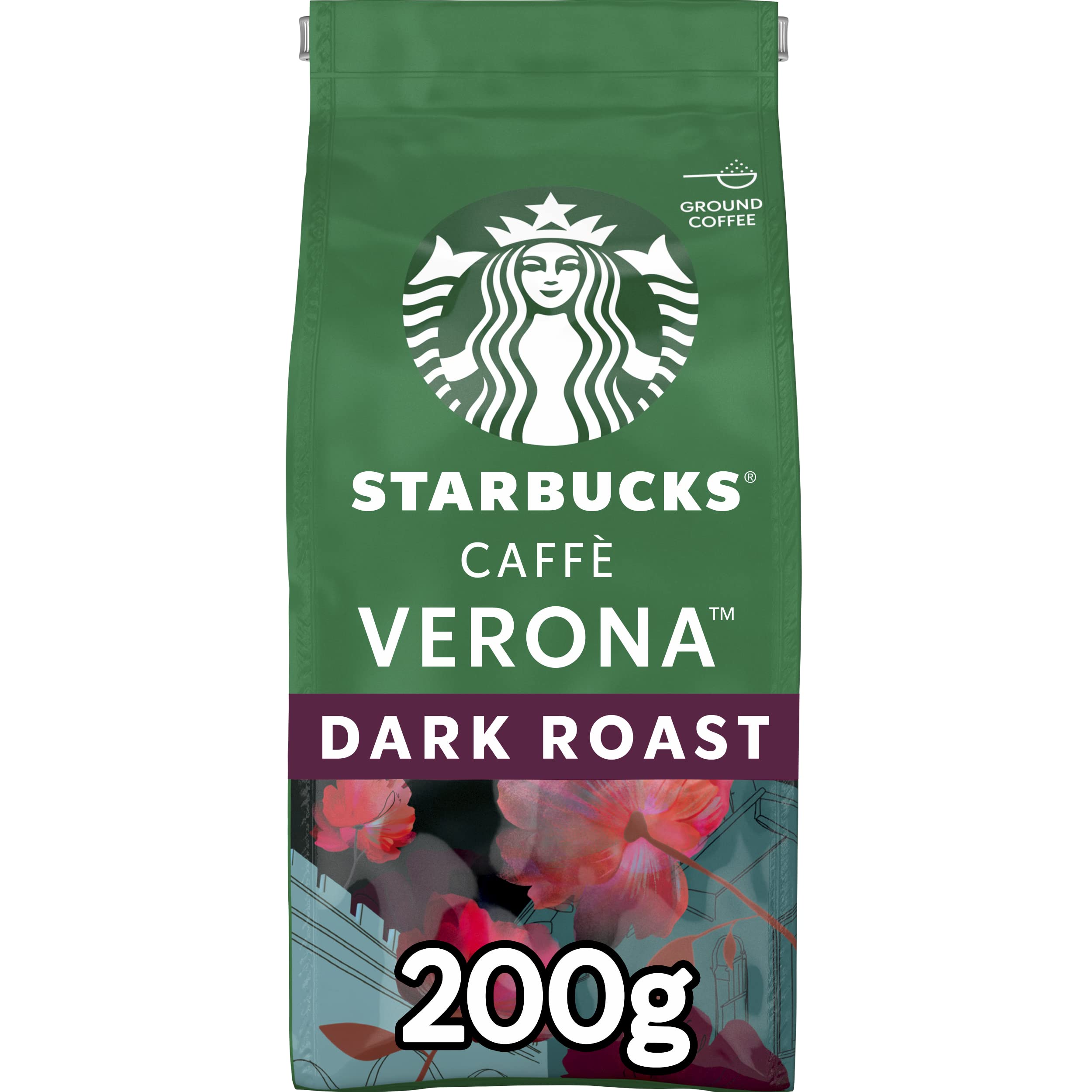 STARBUCKS Verona Caffè Macinato Tostatura Scura, 6 Sacchetti da 200g (1,2kg)