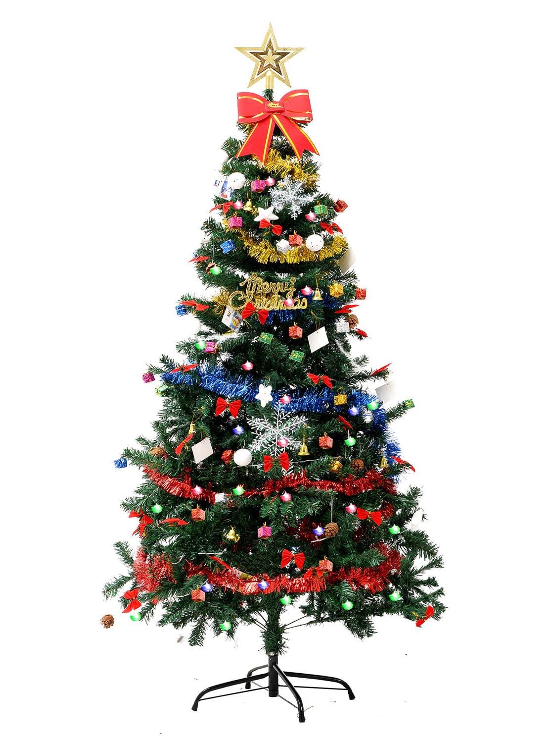 180cmクリスマスツリー☆ 電飾+飾り付き　Xmas Amazon.co.jp: クリスマスツリー 180cm おしゃれ 飾りセット 高級 LED