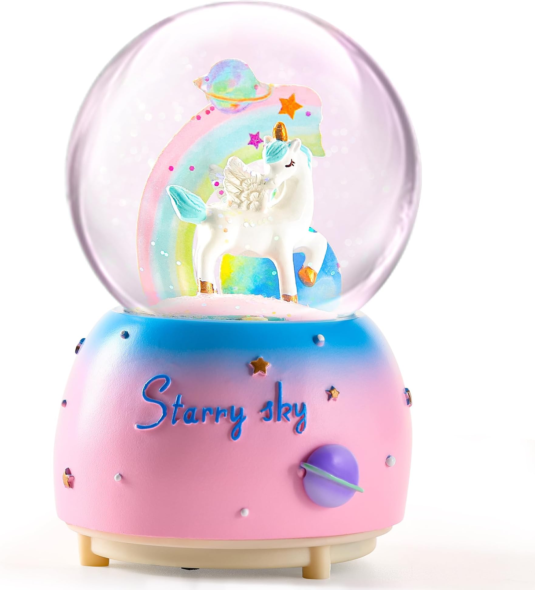 Unicorn Snow Globe for Kids, VECU Snow Globe with Music Perfect Unicorn Music Box for Girls, Granddaughters Babies Birthday ( Manual Snow Drift)
