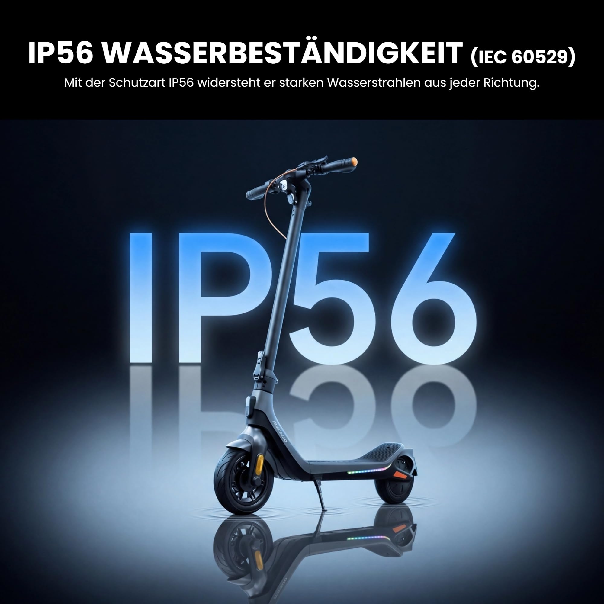 LAELIN RS-Serie E-Scooter mit Straßenzulassung und Fingerprint Sensor (20 km/h, bis zu 85km Reichweite, 45% Steigung, Schlauchlos, Dual-Bremsen, Display, App, TCS)