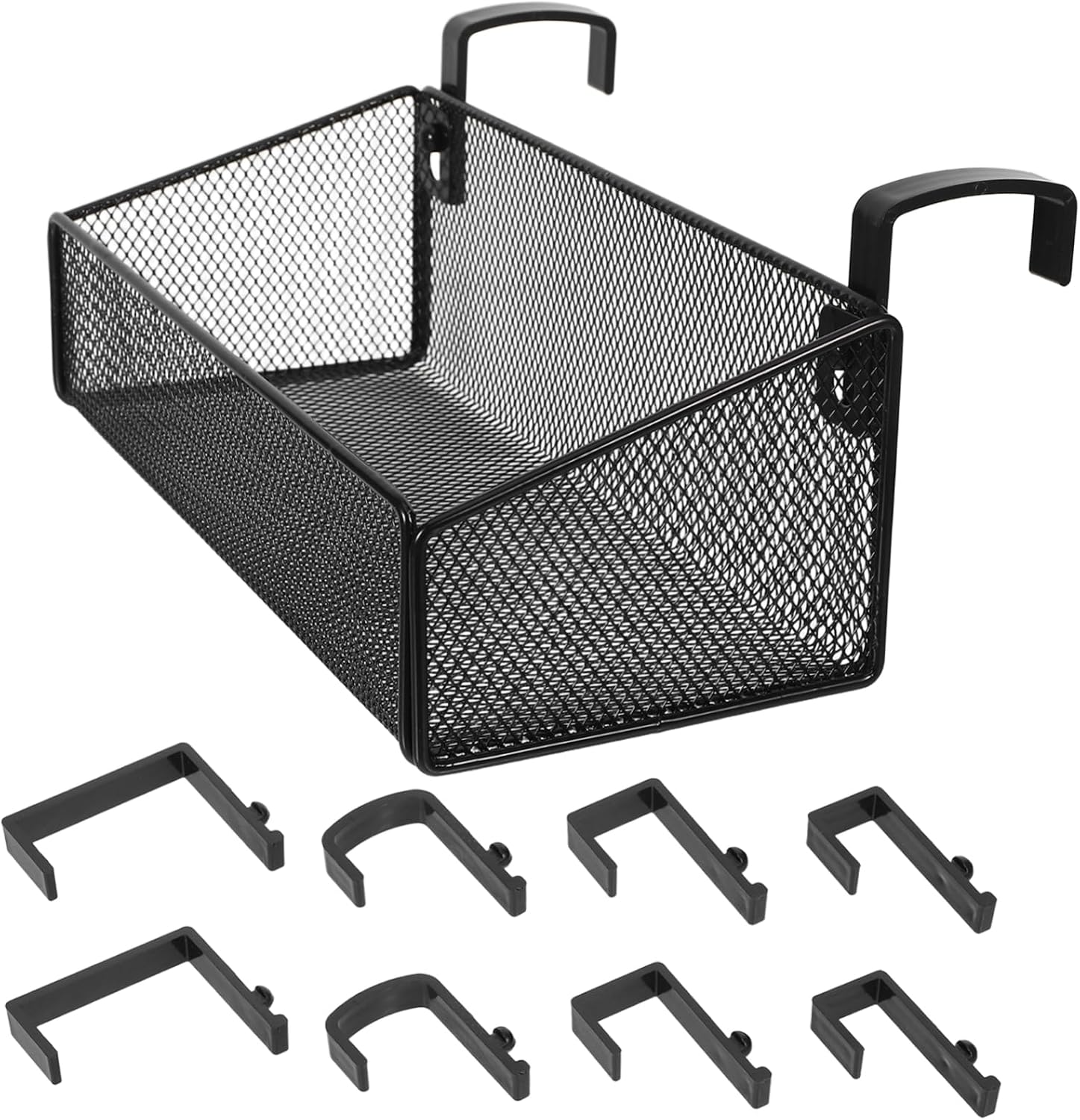 Bedside Hanging Storage Basket Organizer with Phone Holder Metal Wire Design for Bunk Beds and Dorm Rooms Black for Keeping Essentials Accessible