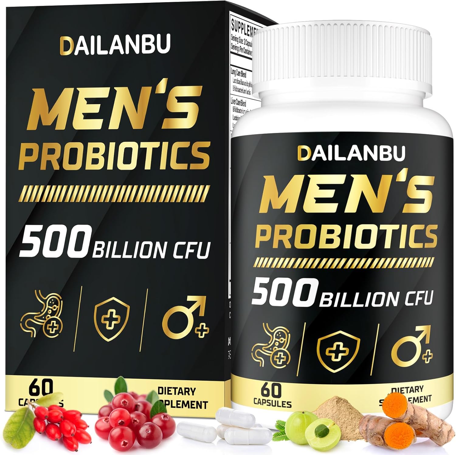 Probiotics for Men 500 Billion CFU, 16 IN 1 Advanced Mens Probiotics for Digestive Health, lmmune & Metabolism, Prostate & Urinary, Gut Health – Men’s Probiotic with Turmeric, Cranberry, Goji, 60 Caps