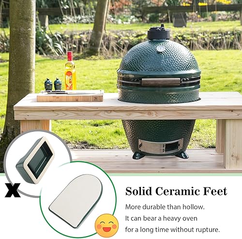 Miniatura 4 de Juego de 4 zapatos de cerámica para parrilla de huevo grande de color verde, zapatos de parrilla para barbacoa utilizados para colocar la parrilla