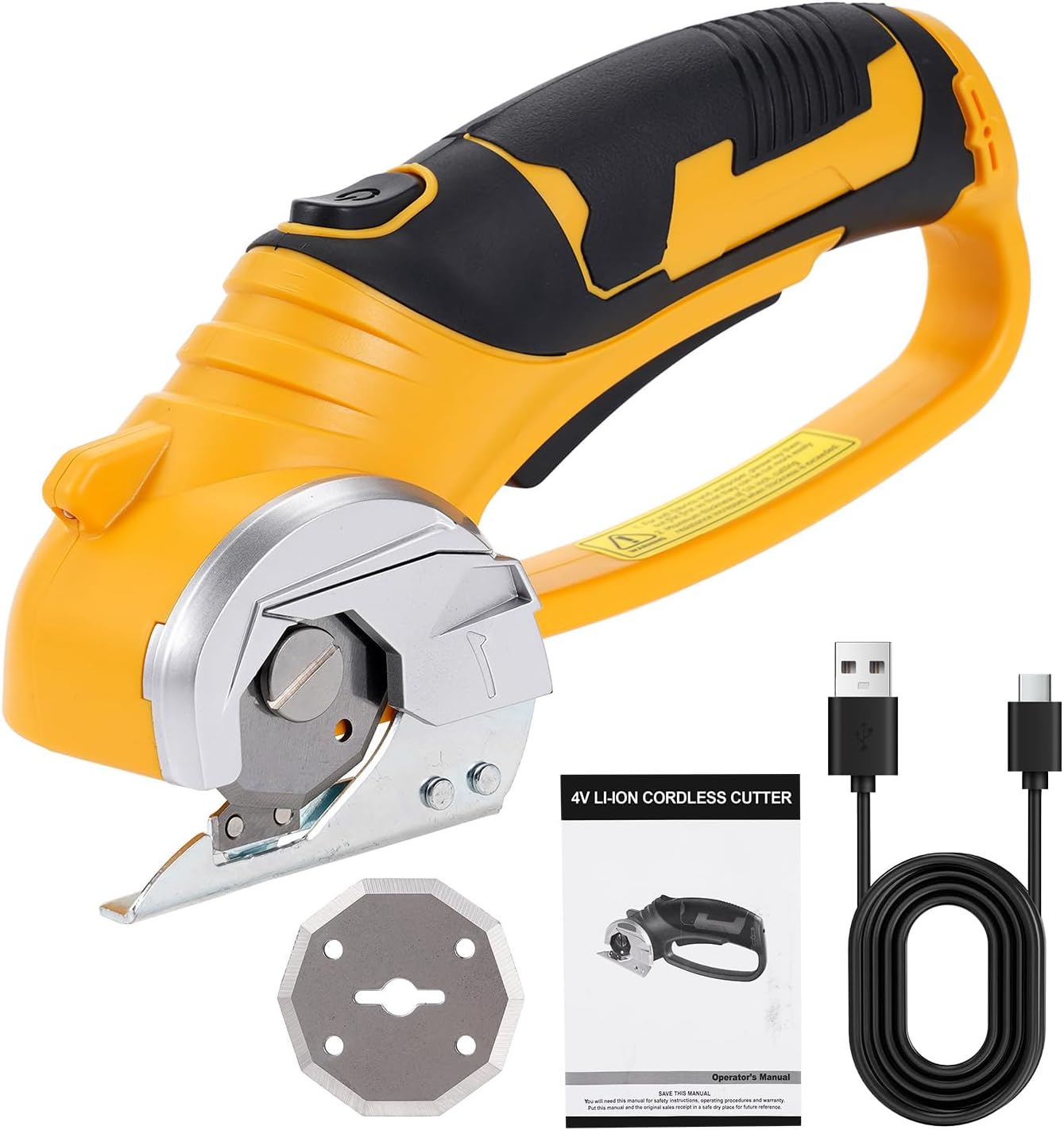 Cordless Electric Scissors,3.6V Cardboard Cutter,Electric Box Cutter with 1 Blade,USB Charging Cable,Safety Lock - Suitable for Fabric,Leather,Plastic,Crafts,Scissors for Cardboard