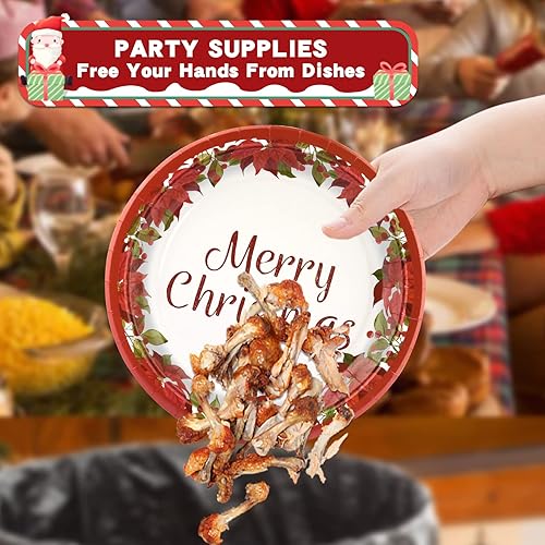Miniatura 7 de 50 platos de papel de Navidad, platos desechables para cenas y fiestas, vajilla navideña para postres ensaladas, aperitivos, galletas, pastel de 9