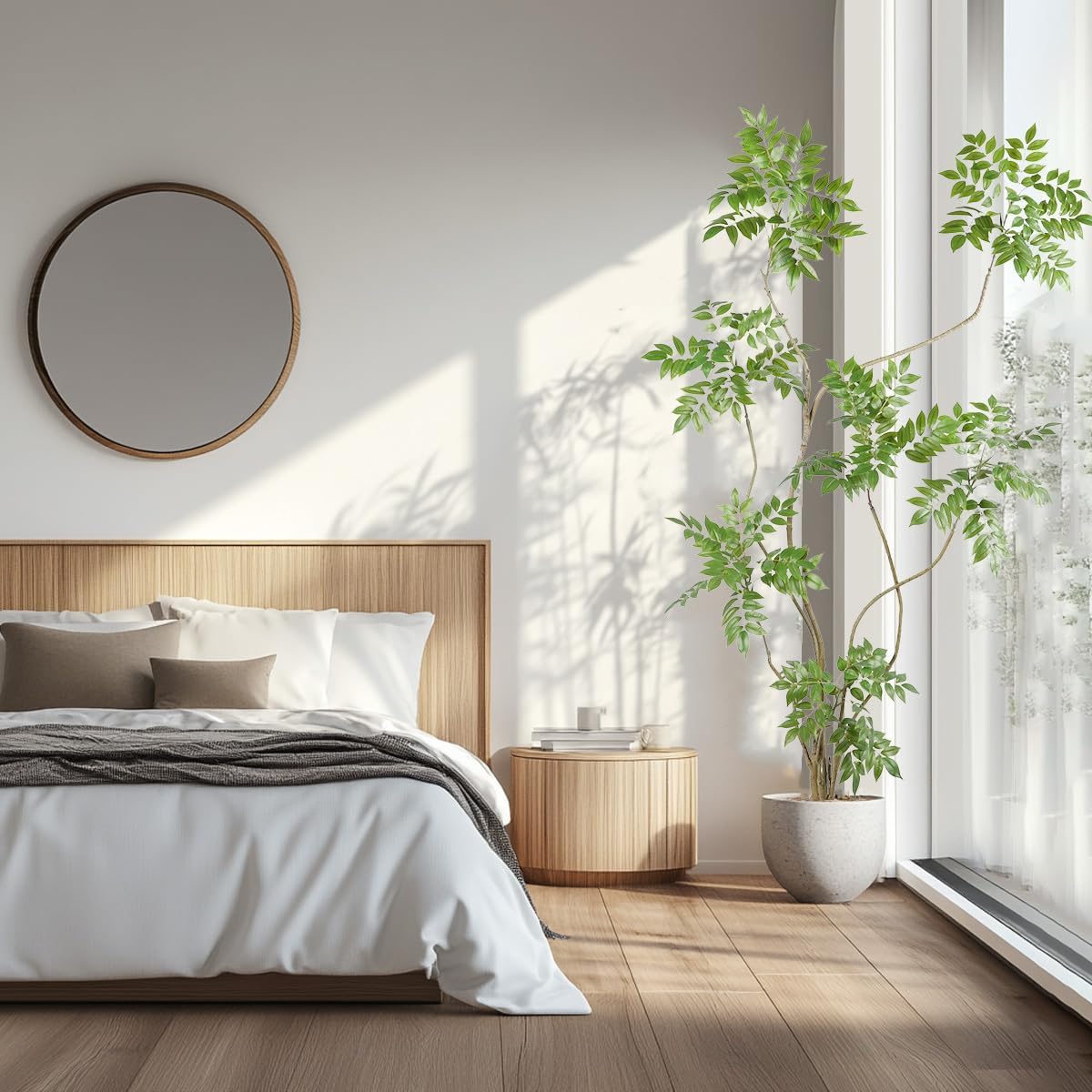 Artificial Sumac Tree,6ft(1pack) Tall Fake Plants Artificial Mahonia fortunei Plants for Indoor, Fake Trees for Office Home Living Room Floor Patio Greening Porch Decor - Image 5