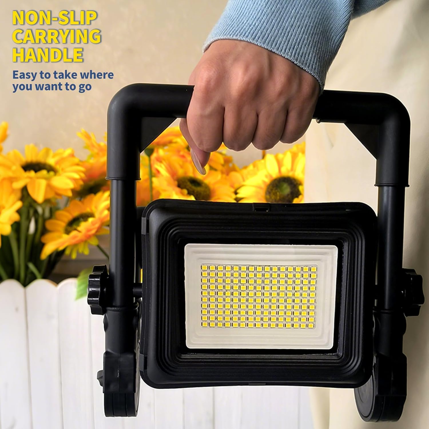 2PCS 2000 Lumen Rechargeable Work Light, 20W with 7200mAh Battery, IP65 Waterproof, 3 Modes, Portable LED Work Light for Garage, Workshop, Job Site, Outdoor Camping