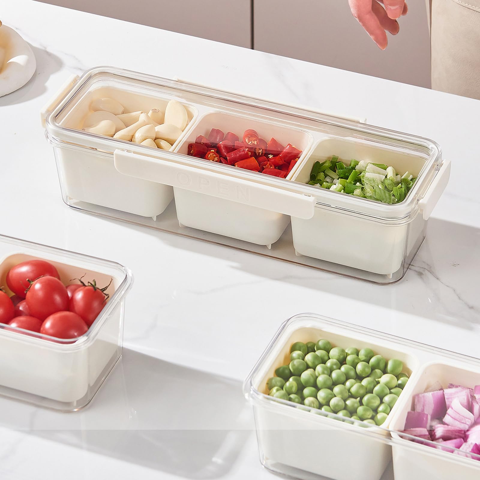 Generisch Contenitore trasparente per spezie con diversi scomparti per uso organizzato in cucina e ristorante. Grande contenitore trasparente per spezie, ideale per la cucina domestica