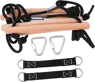 Outdoor Climbing Wooden Ladder Round Swings for Outdoor Climbing Toys Swing Outdoor Cargo Rope Ladder Playset Rope Ladder Swing for Kid Climbing Toys Ladder Toys