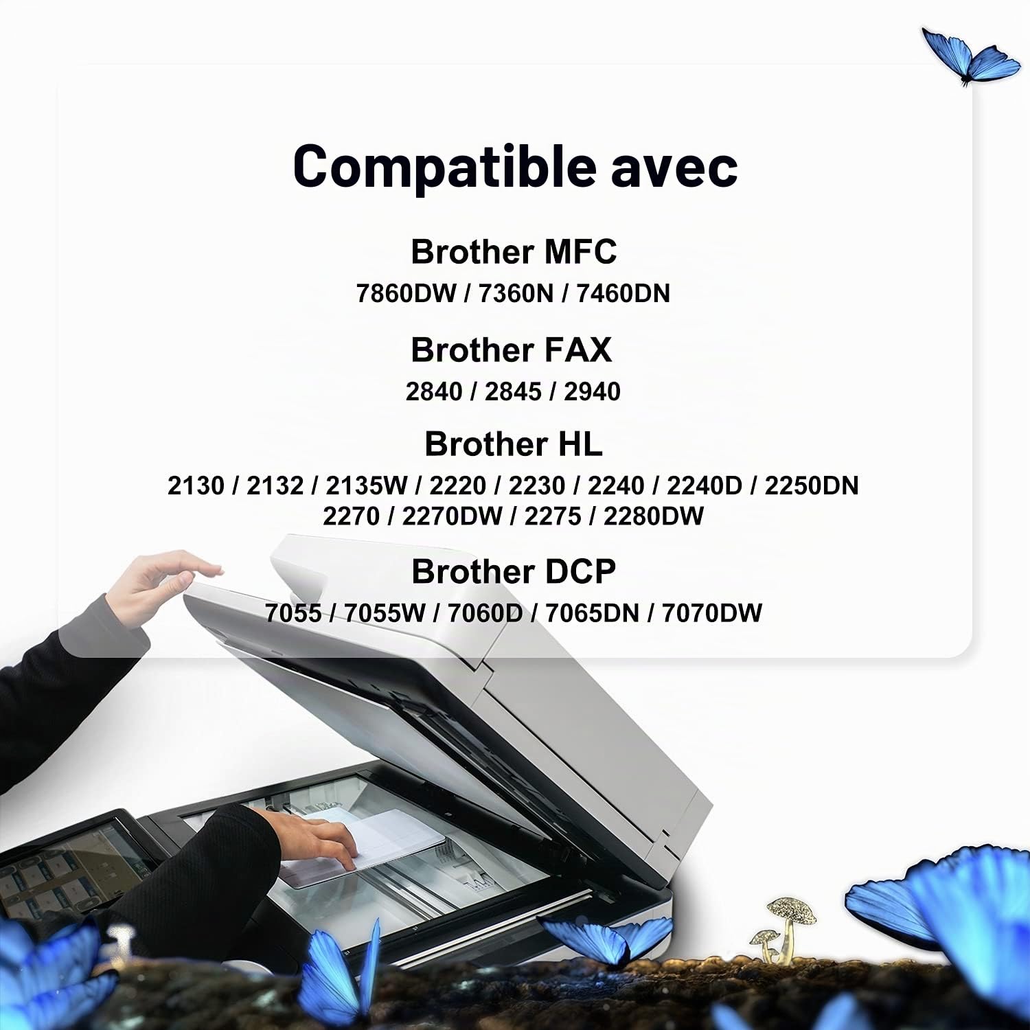 LOSMANN DR2200 Tambour Compatible DR-2200 DR 2200 Remplacement pour Brother MFC-7360N DCP-7055 HL-2130 MFC-7460DN HL-2240 HL-2240D HL-2250DN FAX-2840 FAX-2940 (1x Tambour)