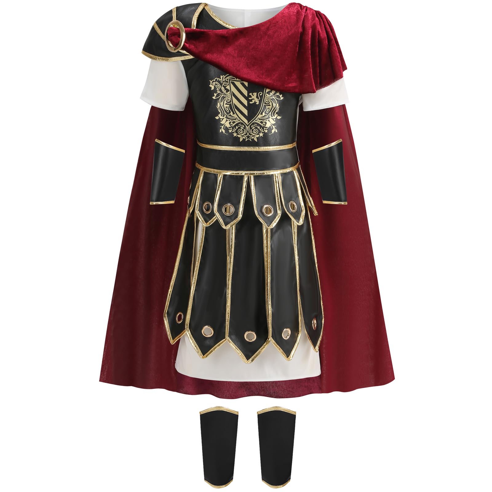 GRAJTCIN Kids Medieval Warrior Costume Roman Soldier Costume Historical Viking Gladiator Knight Halloween Renaissance Outfit