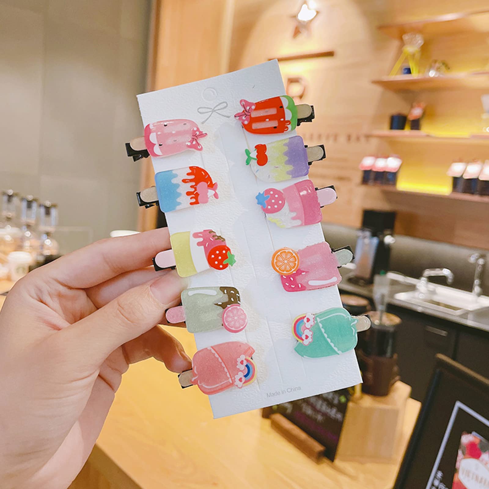 ANK 10 pieces of cute mini hair clips for kids funny hairpins for baby girl bangs clips children’s hairpins ice cream hairpins beverage bottle hairpins barrettes for toddler girls(ice cream)