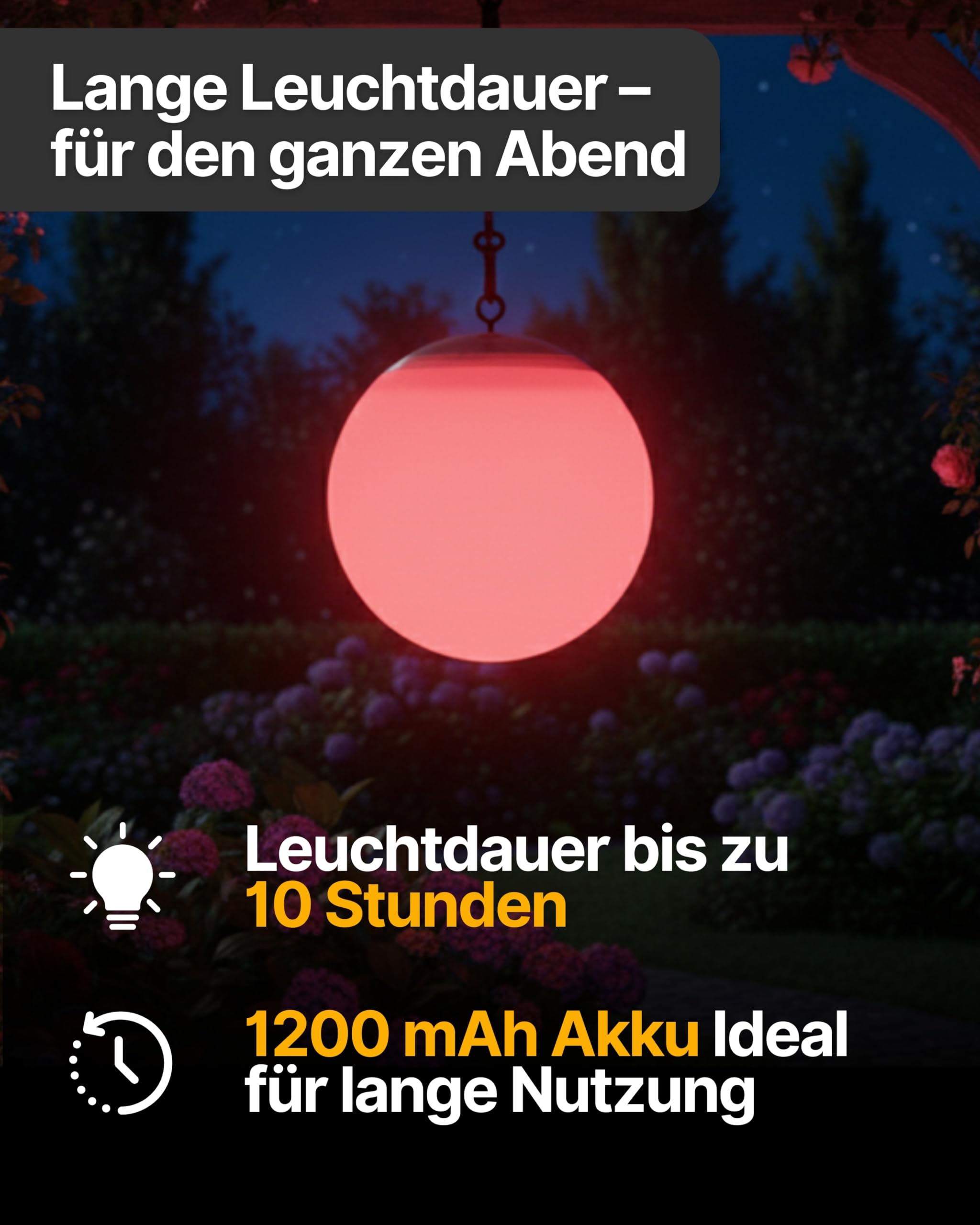 SCHWAIGER Solarlampe RGB LED-Hängeleuchte IP44 spritzwassergeschützt mit Fernbedienung für Garten Balkon Terrasse