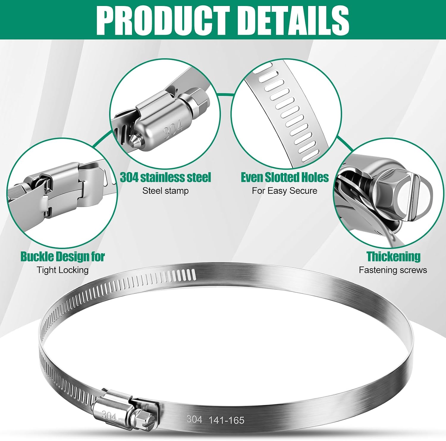 Zhengmy 30 Pack 6 in Stainless Steel Hose Clamps, 5-9/16" to 6-1/2"