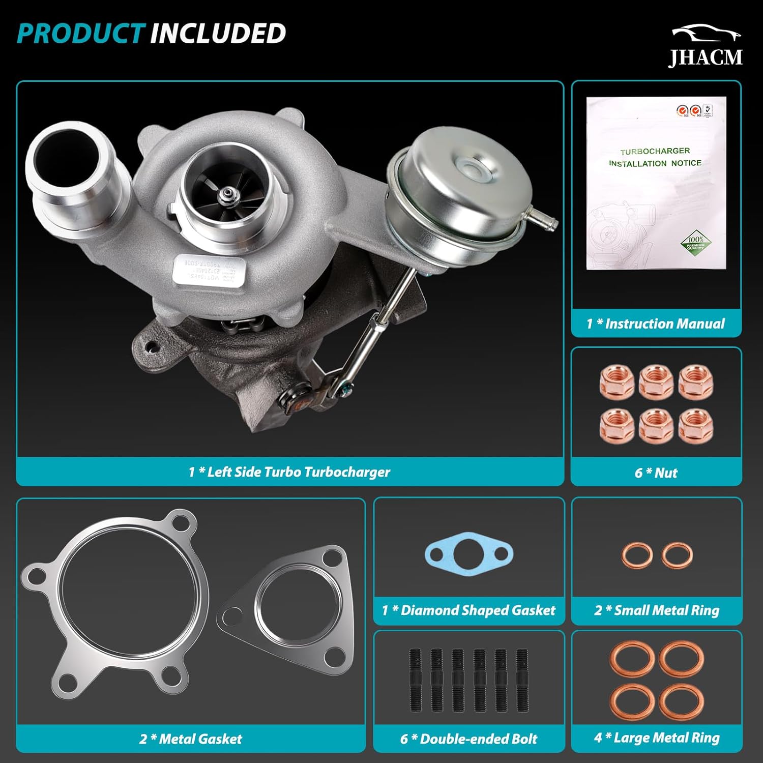 790317-0006 Left Side Complete Turbo Turbocharger Kit with Gasket, Compatible with Ford Explorer 2013-2019, Flex & Taurus 2010-2019, Police Interceptor & Lincoln MKS MKT, 3.5L, Replaces 7903170006