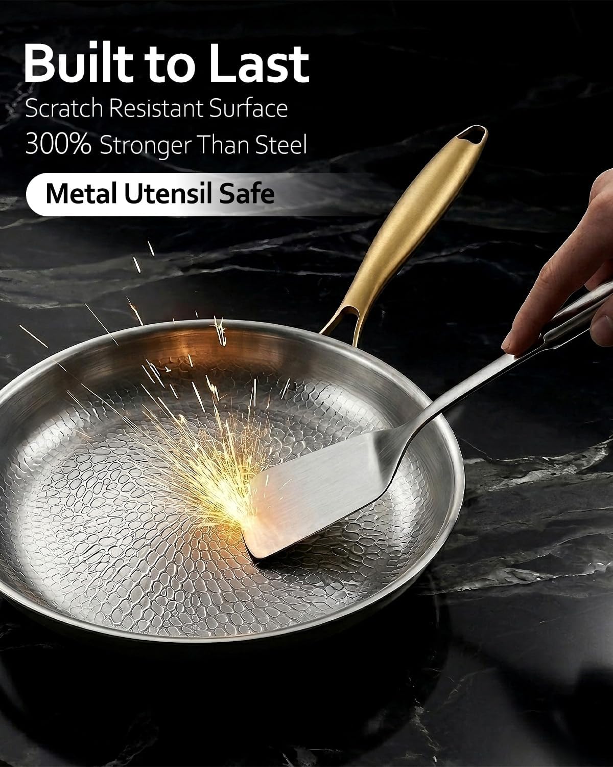 12" Titanium Pans for Cooking | Food-Grade Pure Titanium Frying Pan Pro with Lid & Spatula | PFAS/PFOA/PTFE Free Nonstick Cookware | Dishwasher & Oven Safe, Kitchen Induction Compatible