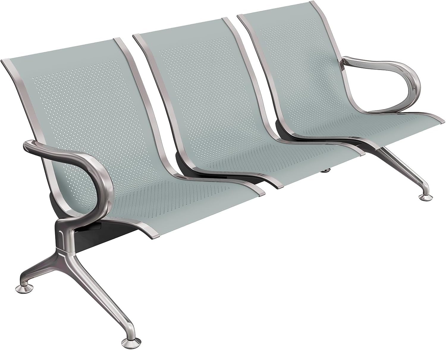 Waiting Room Chairs - 3 Seat Gray Office Guest Reception Chairs, Waiting Room Bench for Clinic, Lobby Furniture for Hospital, Salon, Bank, Airport