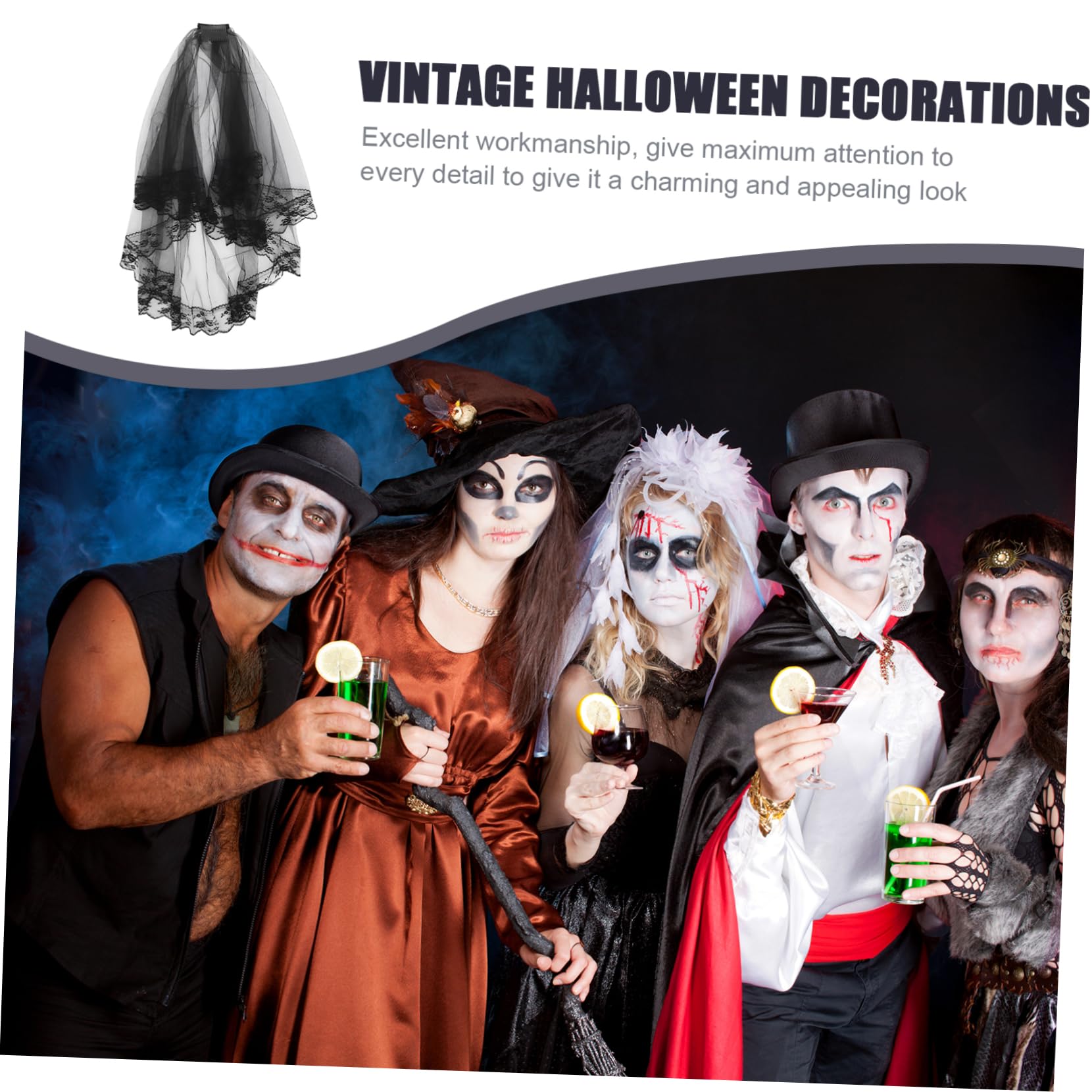 GALPADA 5stücke Kurzer Brautschleier Aus Spitze Für Hochzeiten Und Halloween Mit Elegantem Mesh-look Perfektes Kostümzubehör Für Besondere Anlässe