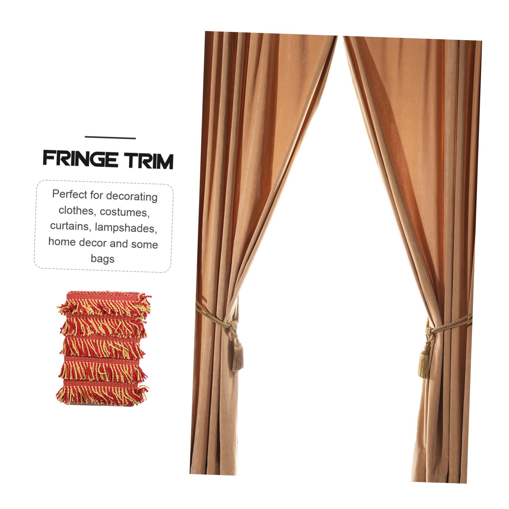 ORFOFE Frange Décorative Rideaux et Canapé Garniture à Franges Dorées et Rouges pour DIY Bordure Artisanale Lavable et Facile à Couper pour Coussins et Décorations Maison