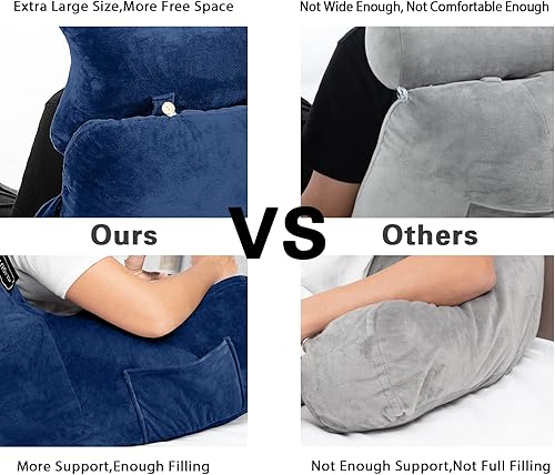 Miniatura 5 de SLIGUY Almohada de lectura, almohada de descanso para cama con rollo de cuello desmontable y brazo de apoyo superior para sentarse en la cama, sofá