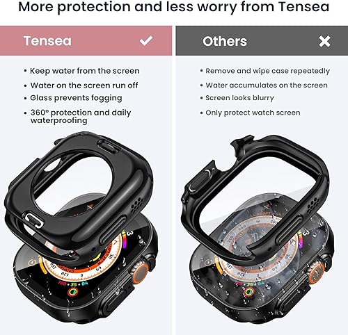 Miniatura 2 de Tensea Funda protectora de pantalla impermeable para Apple Watch Ultra 3Ultra 2Ultra 1.929 in, 360 frontal y trasera, iWatch PC con vidrio templado