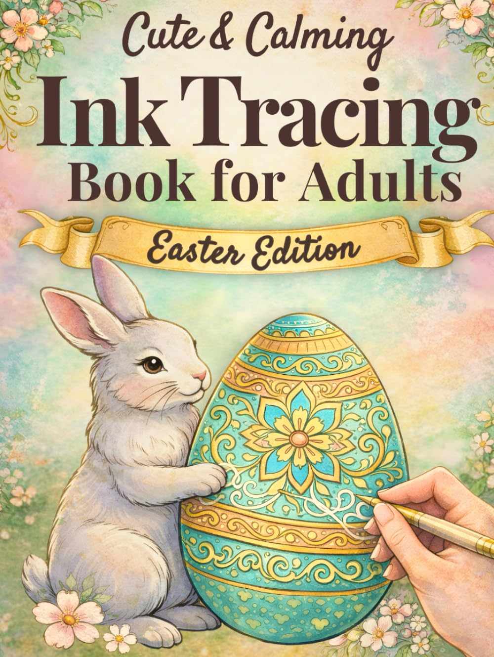 Cute & Calming Ink Tracing Book for Adults - Easter Edition: Trace the White Lines with a Black Pen to Reveal Beautiful Spring Scenes of Calm and Renewal