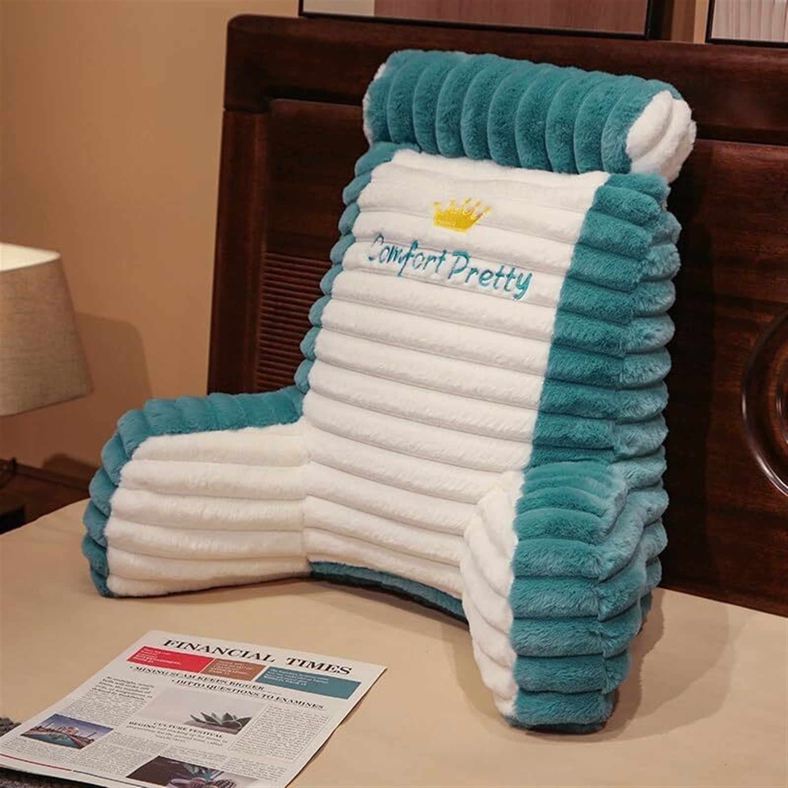 MYXJX back support cushion, Large Backrest Waist Pillows Triangle Reading Relax Sofa Support can Removed and Washed(Green,60 * 50CM)