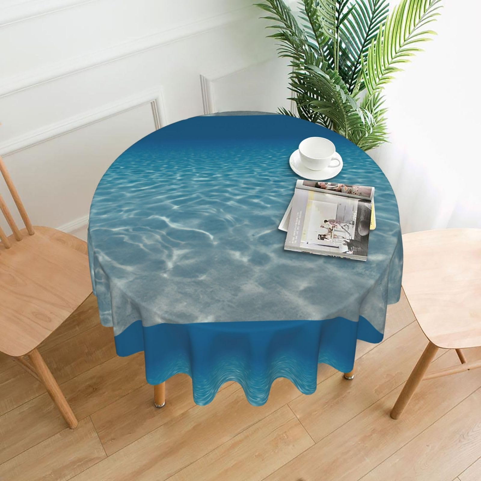 OXbnmm Tranquil water Print Soft Round Tablecloth 60in Polyester Washable Cover Cozy Gift for Mom Housewarming