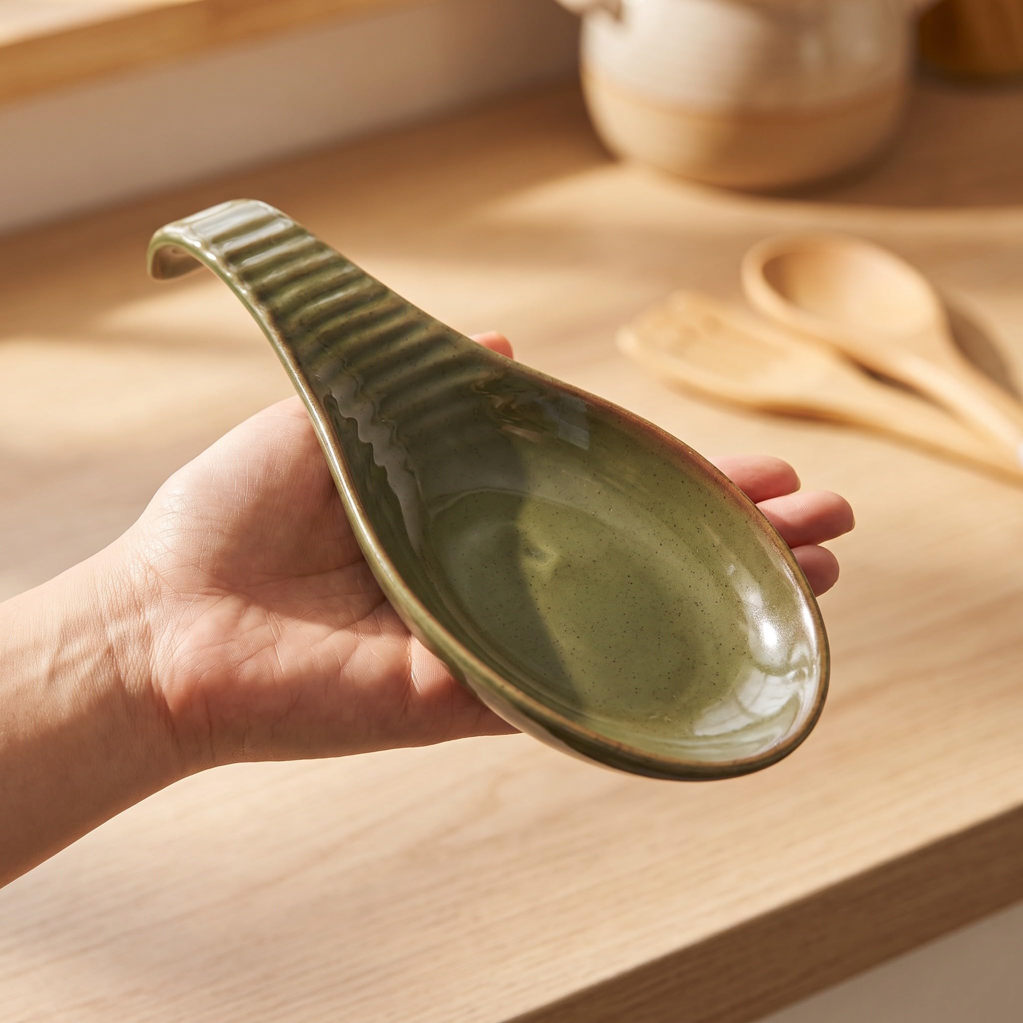OSALADI Ceramiczny uchwyt na chochlę do blatu, żaroodporna podstawka pod