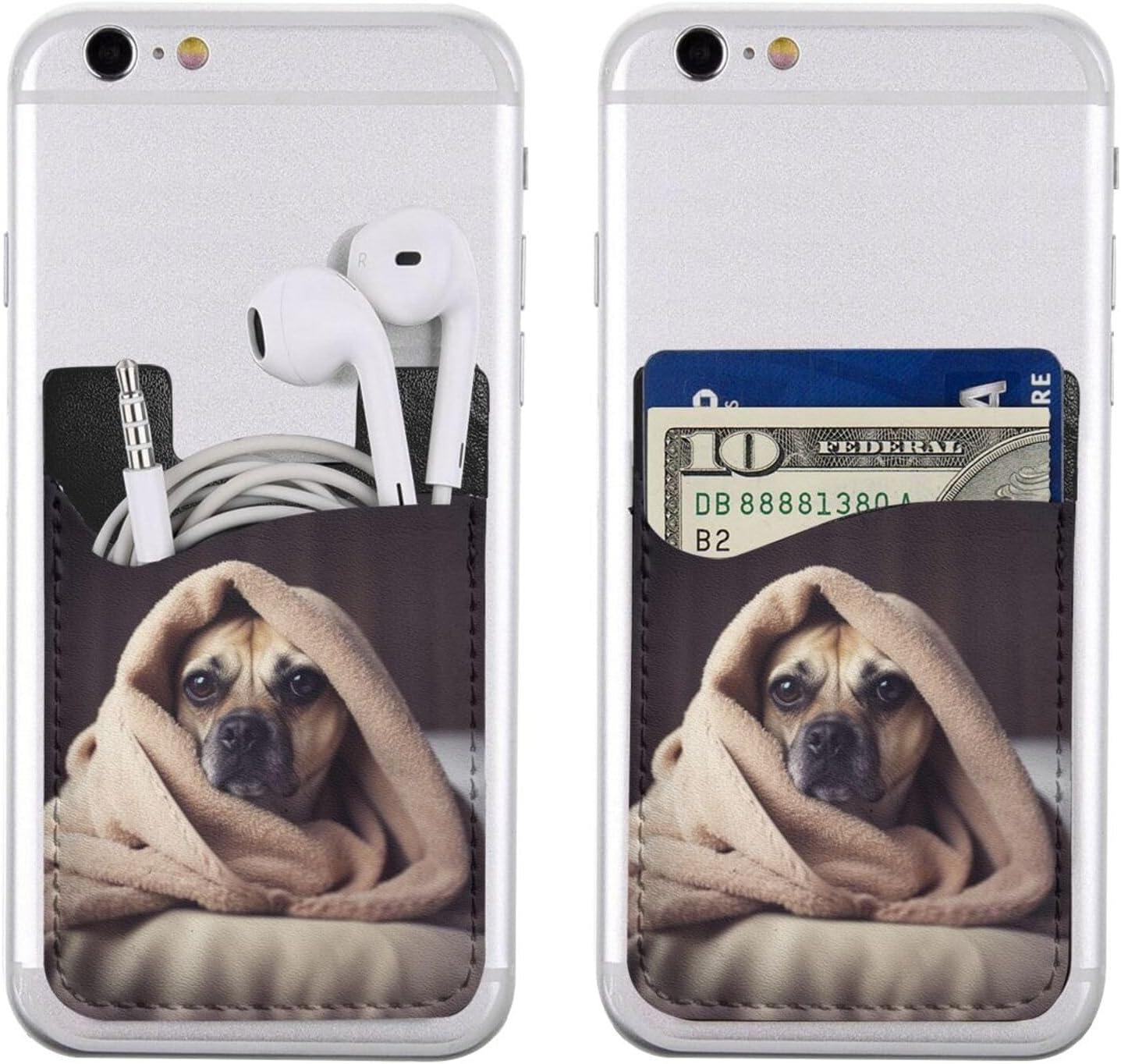 dog in a blanket Phone Card Holder Leather Slim Phone Wallet image 5