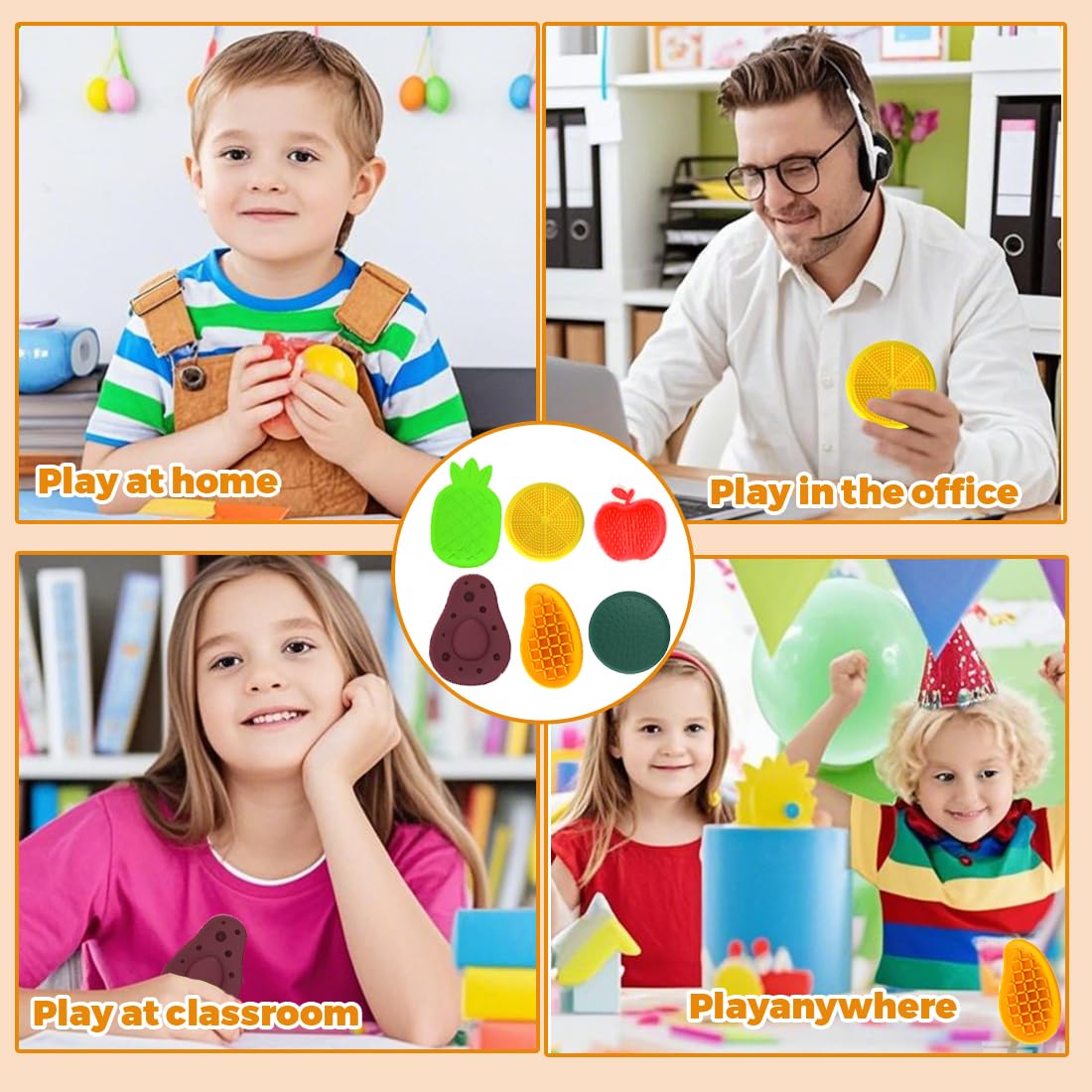 Set De 6 Pierres Sensorielles PNPGDYK – Fidget Toys Anti-Stress En Silicone – Pour Adultes Et Enfants (TDAH, Autisme, Anxiété)