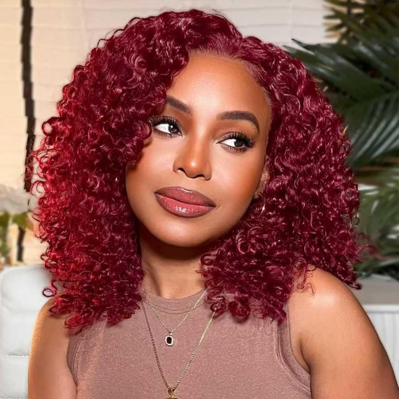 Curly BOB Wig Human Hair 220 Density 13x4 HD Lace Front Deep Wave Wigs for Black Women 99J Glueless Colored Pre Plucked Deep Wave Wet and Wavy Glueless Wigs Human Hair Burgundy 16 Inch