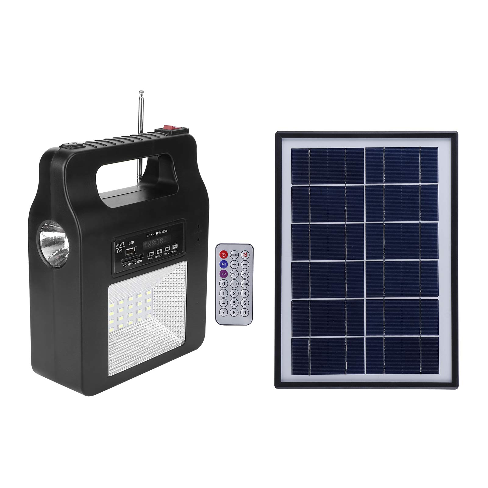 Générateur Solaire Portable Power Station Générateur de Batterie Portable avec Générateur Solaire avec Haut-parleur FM Chargeur USB Ampoule de Panneau Solaire pour L'extérieur Camping Voyage D'urgence